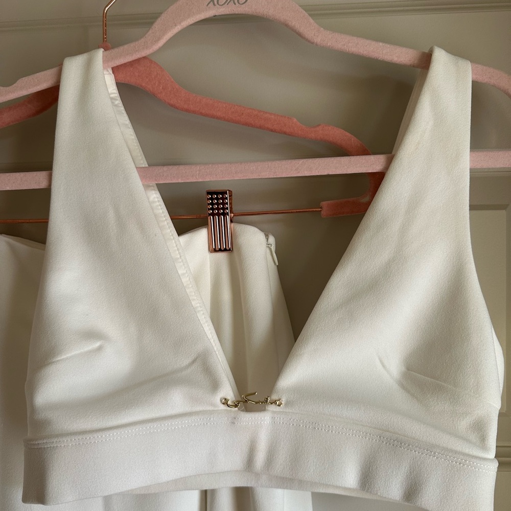 White co ord set with thigh high slit